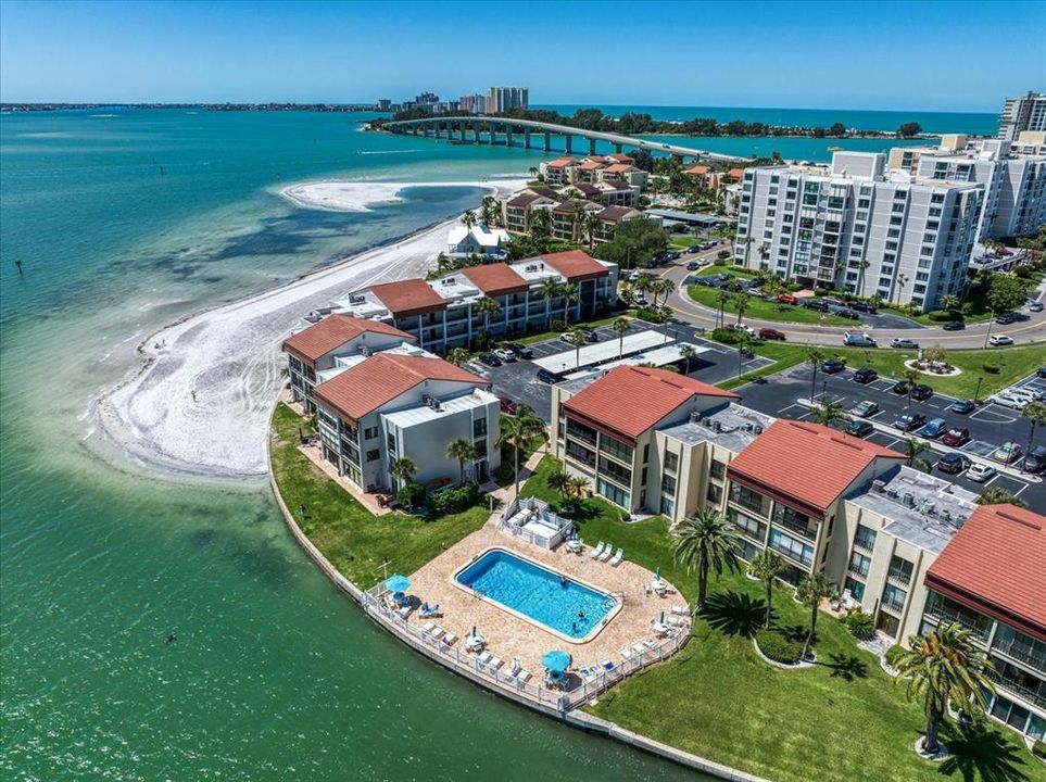 Aerial View of Clearwater Point Condominiums, Intracoastal Waterway and the Gulf of Mexico