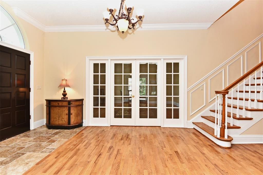 Foyer with French Doors to Dining Room