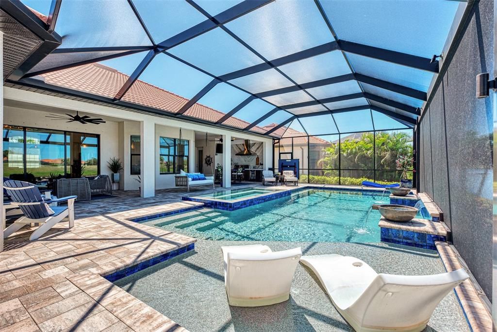 Sun deck built into the pool