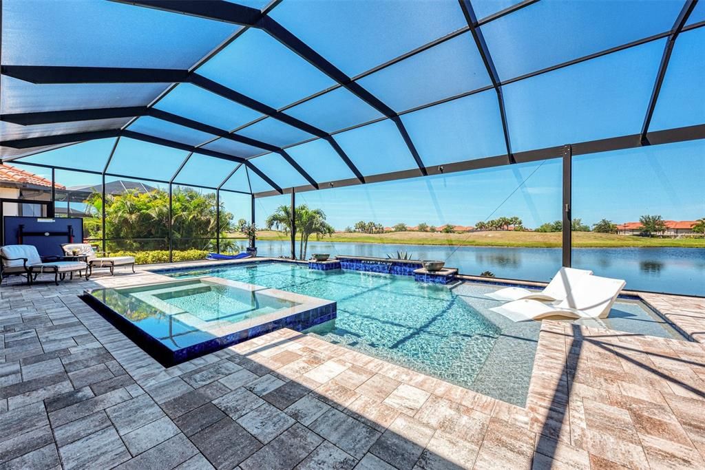 Pool, spa, lanai on water