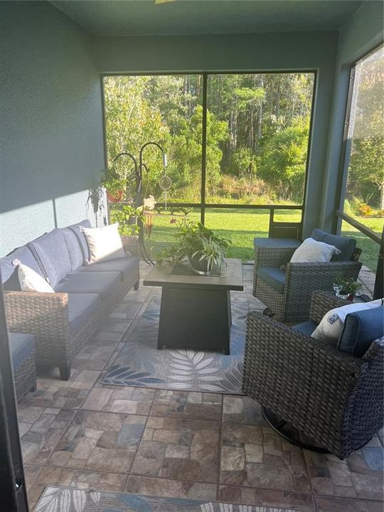 Tiled Lanai and Wooded View
