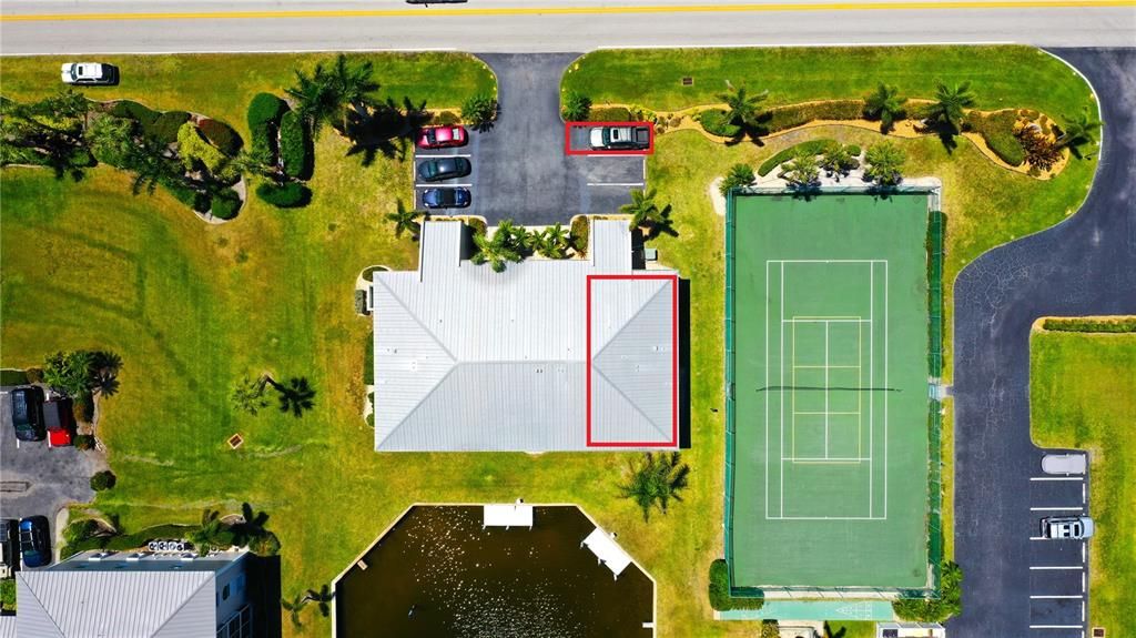 Aerial View 2nd Floor End Unit next to Tennis Court