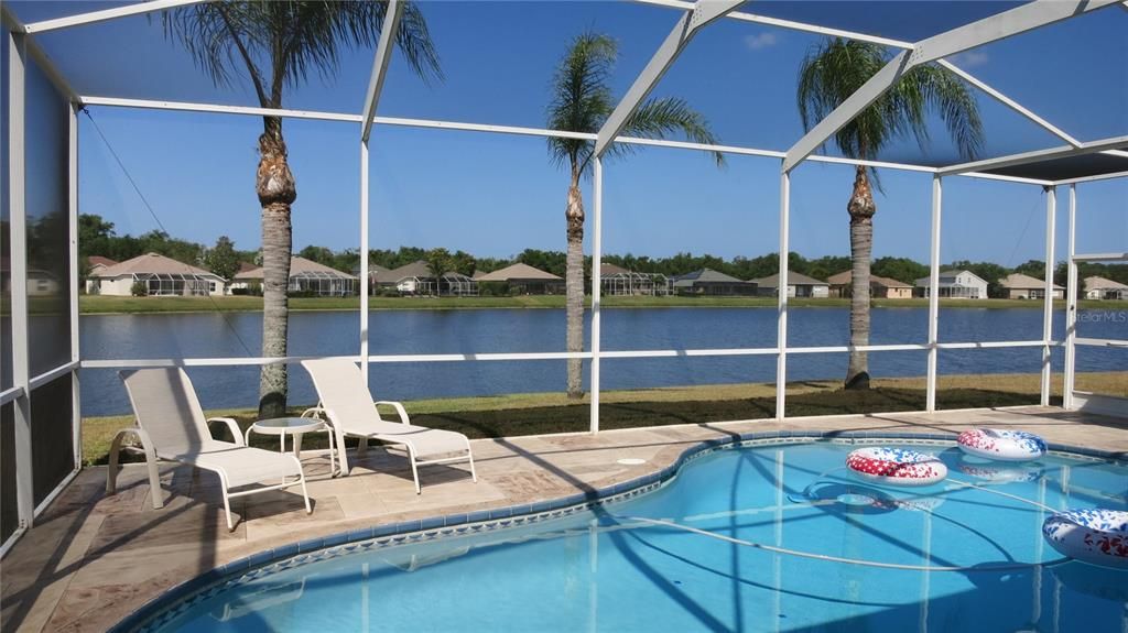 Pool & Lanai with Panoramic Waterfront Views