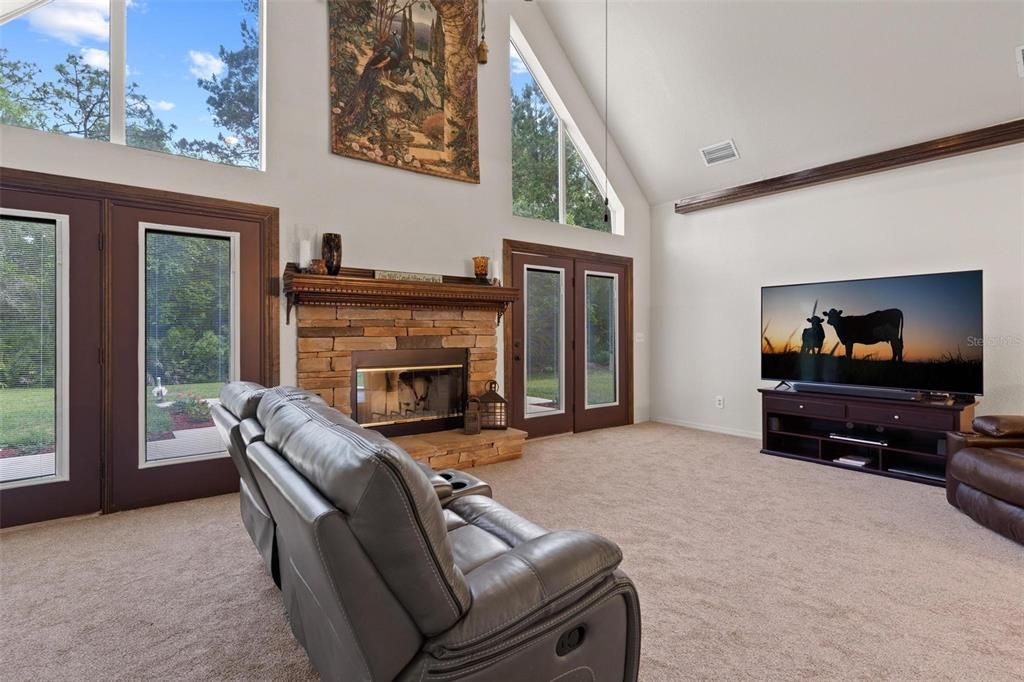 Living Area with Wood-Burning Fireplace