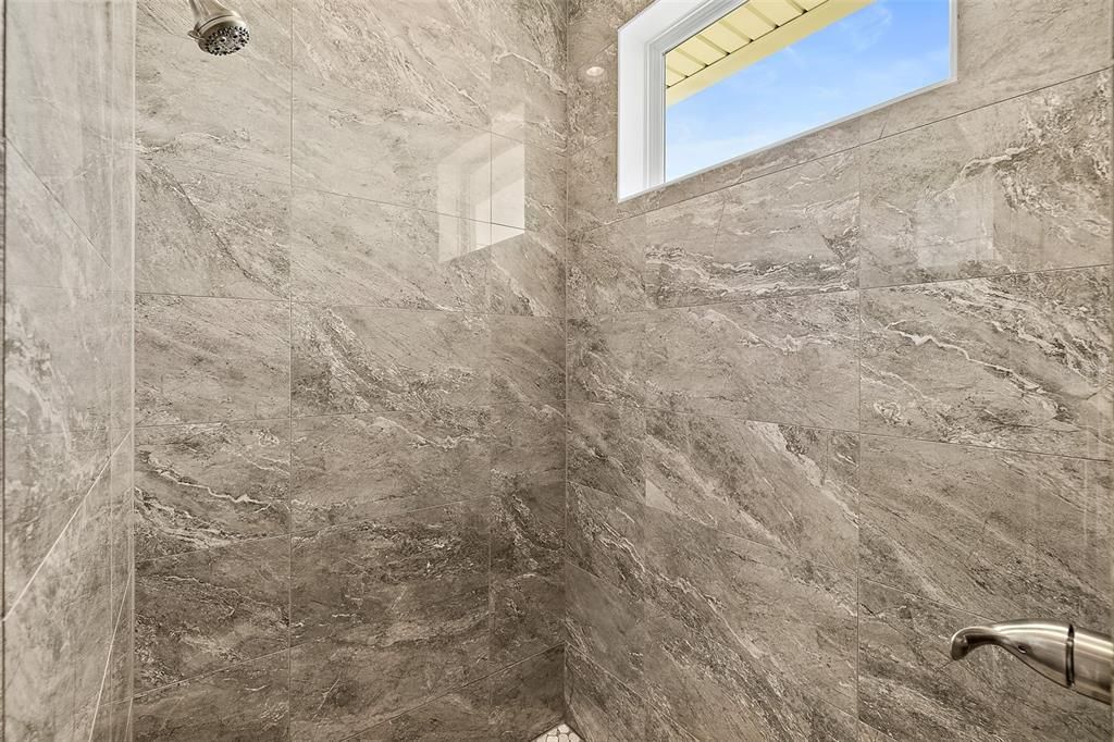 Large Walk-in Shower Tile to Ceiling