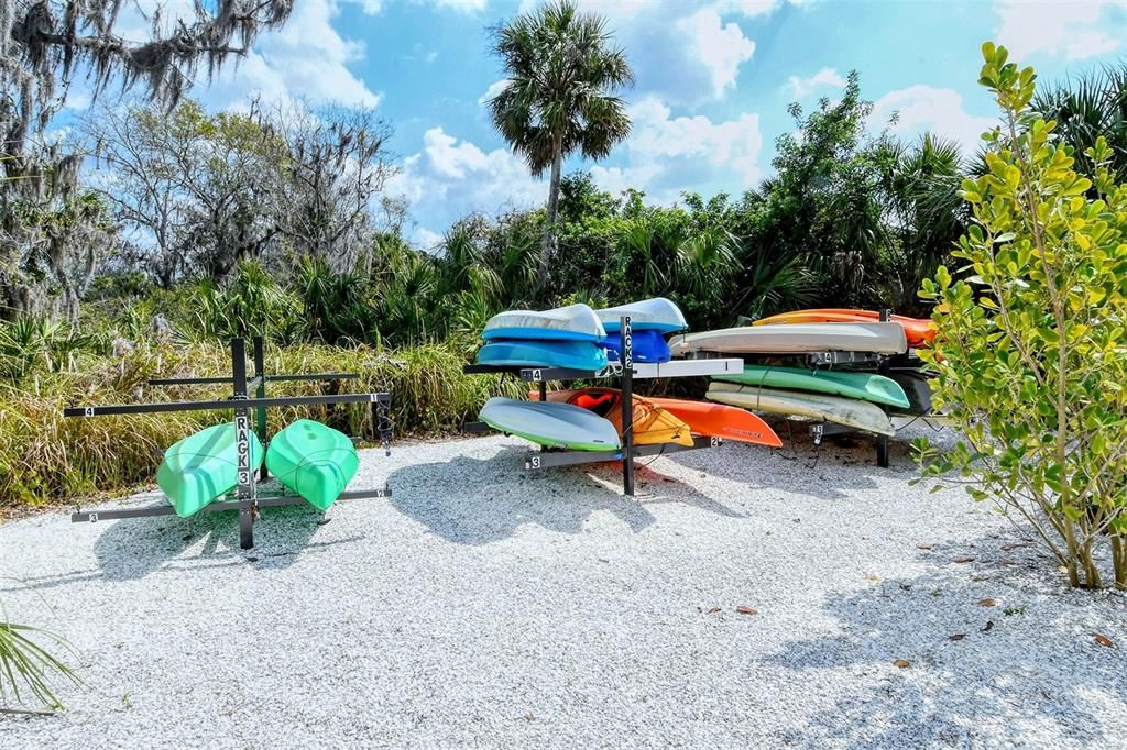 Private kayak storage on the river