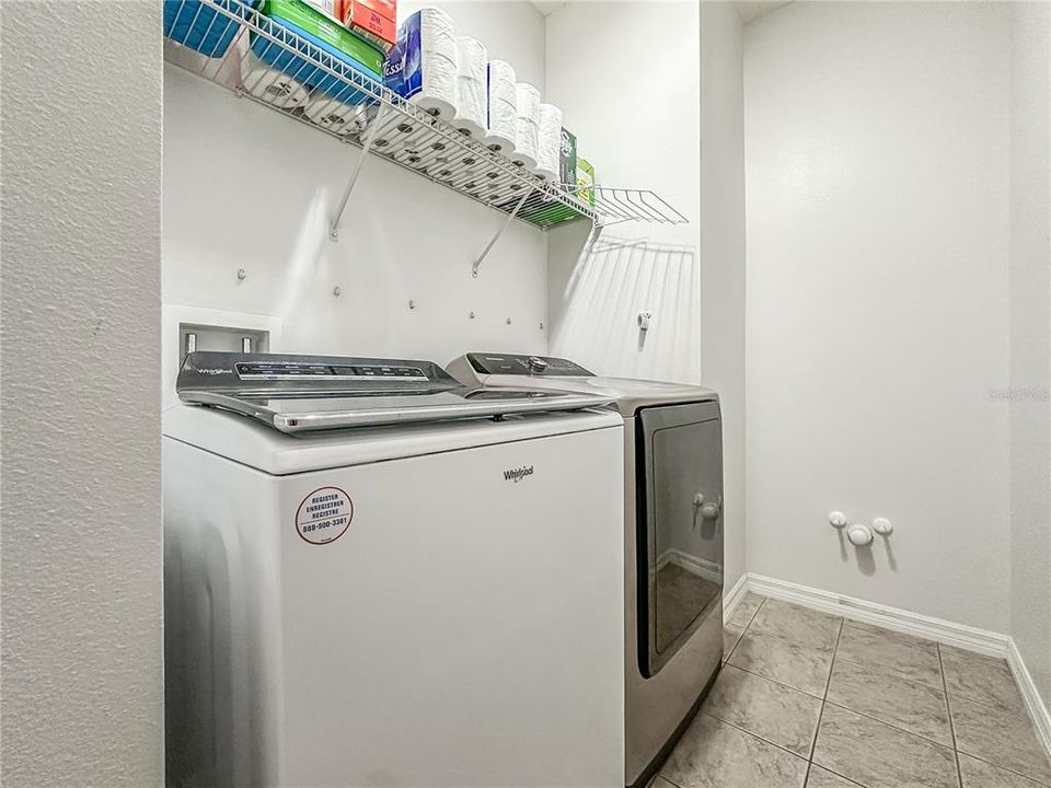The laundry room is conveniently pre-plumbed for a sink!