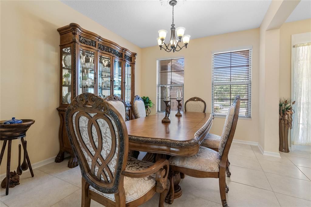 Dining room with views to front of home