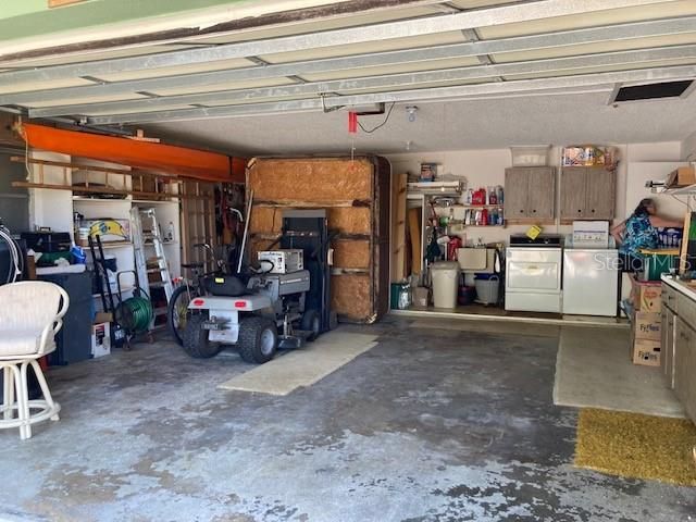 Garage w/Workbench, Washer, Dryer & Laundry/Yard Sink