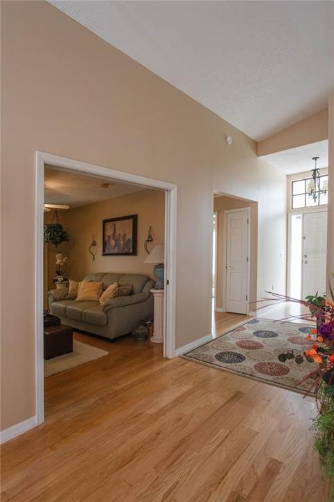 Entry to living room, pocket doors to bonus room