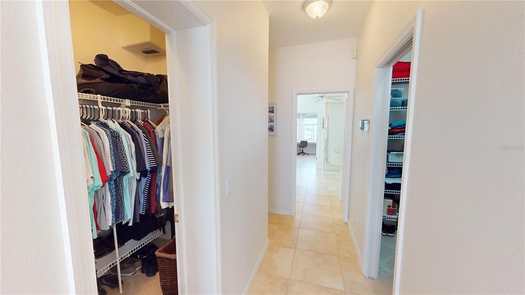 Dual walk-in closets in primary