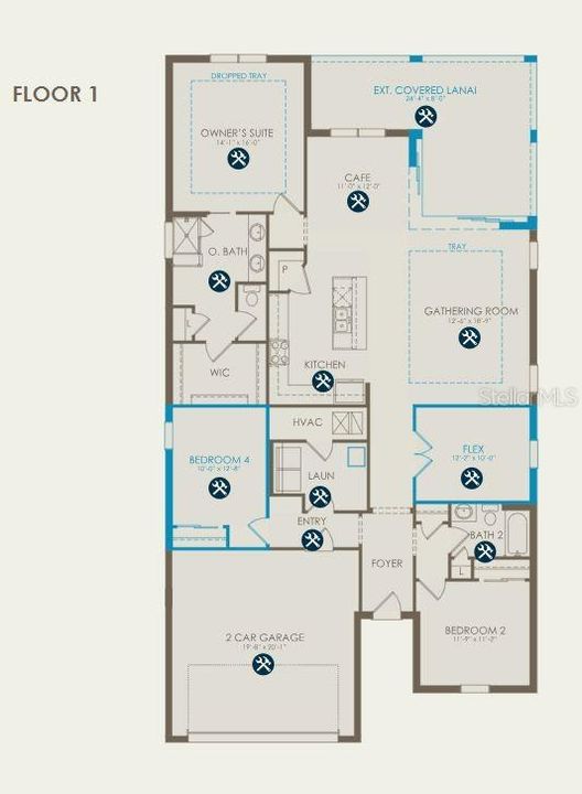 Floor plan with selected options