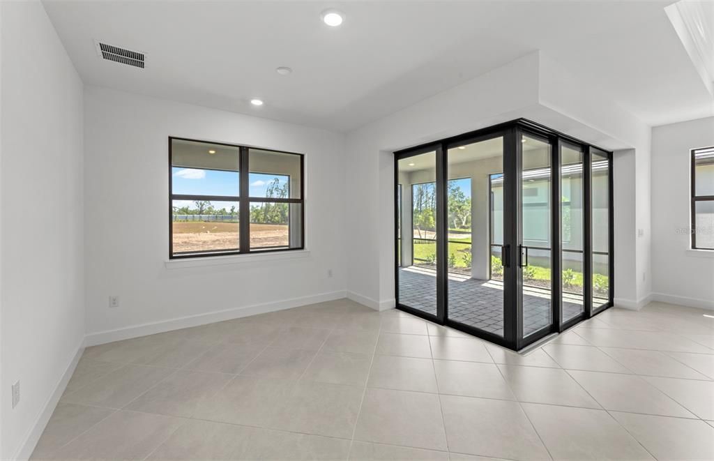 Interior of completed home - Zero-corner sliding door to outdoor living