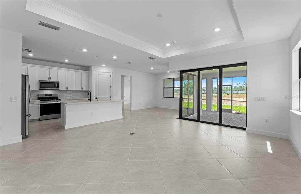 Interior of completed home - Zero-corner sliding door to outdoor living