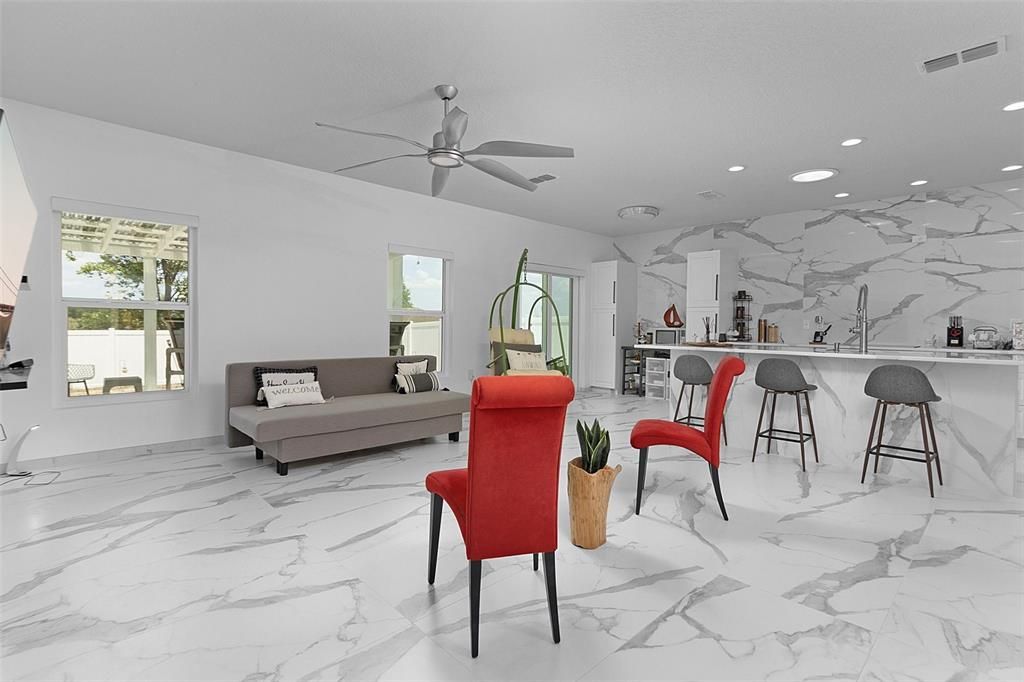 Living Room with Ceramic Tile Floors