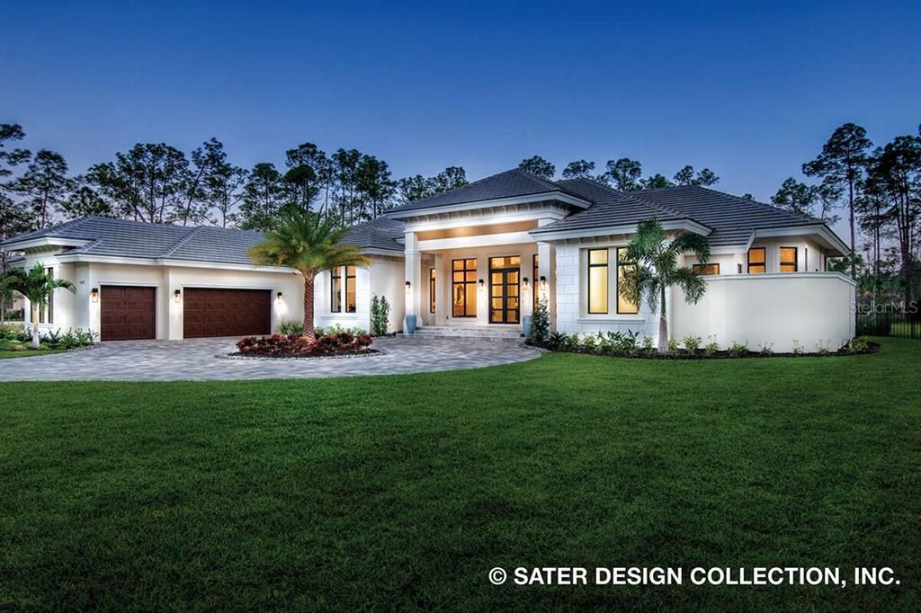 Front view of home plan from Sater Design Collection, Contemporary Plan  8436-00008