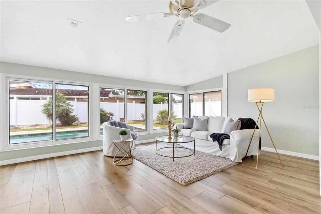 This part of the huge sunroom could easily be converted to a 3rd bedroom if needed.... or just enjoy all this space iif 2 bedrooms is more your style!