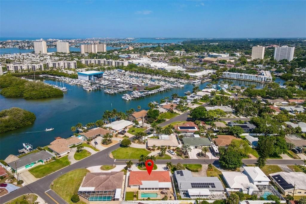View towards the west towards the gulf.  Note MarineMax is immediately across from you!   Largest boat distributor and a marina that accommodates boats up to 85 feet.