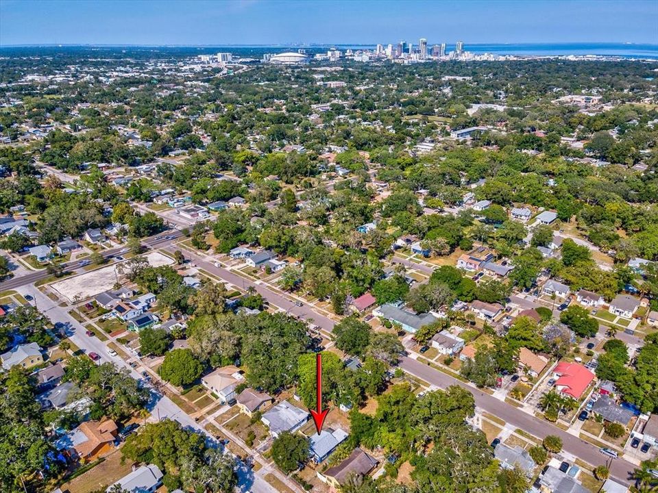 Aerial View of Downtown St Pete Skyline