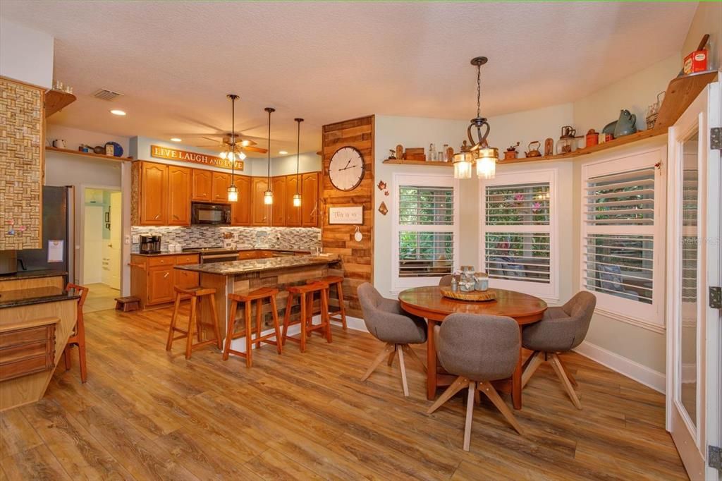 The kitchen opens to the casual dining nook