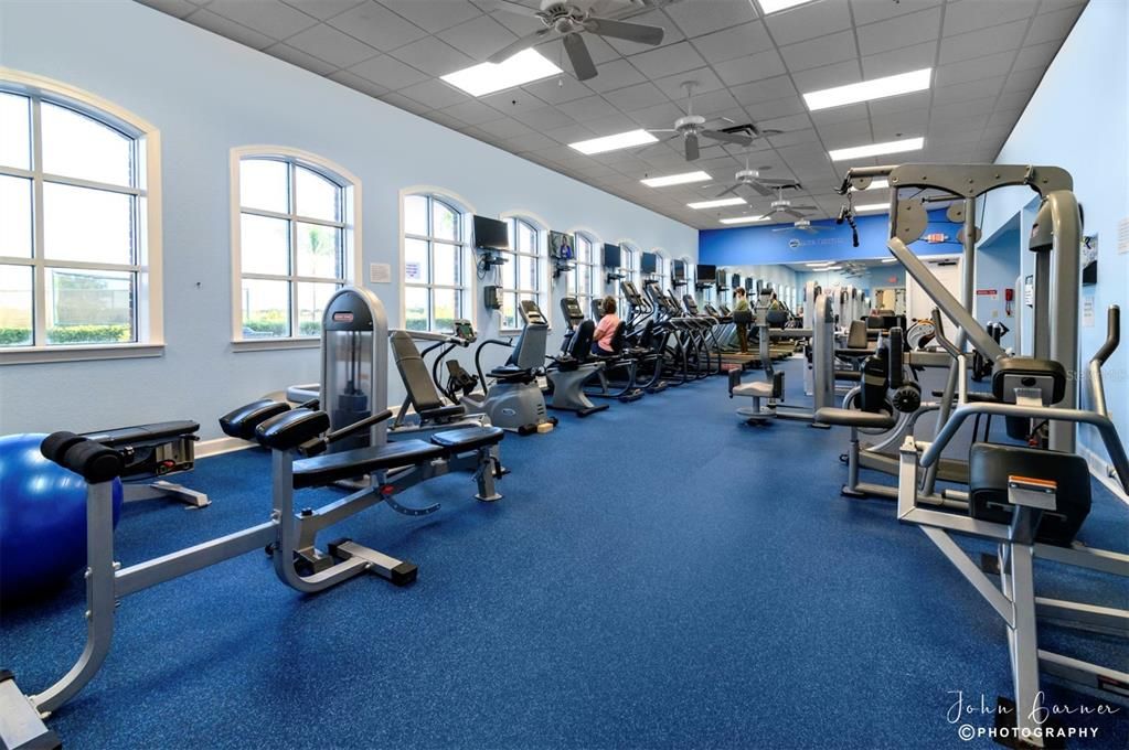 The Health and Fitness Center's fitness room has state of the art equipment. Professional trainers are available. A rehabilitation service utilzes this space when residents need therapy.