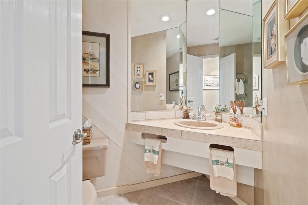 Half Bath/ Powder room with Venetian Plaster Walls!