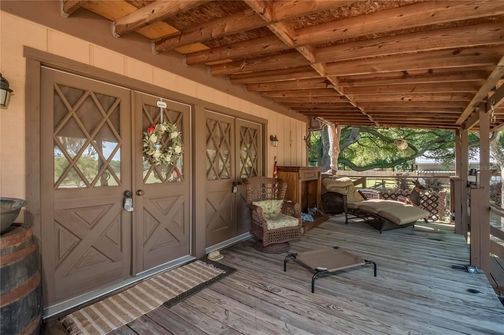 Large double French doors leading to front porch