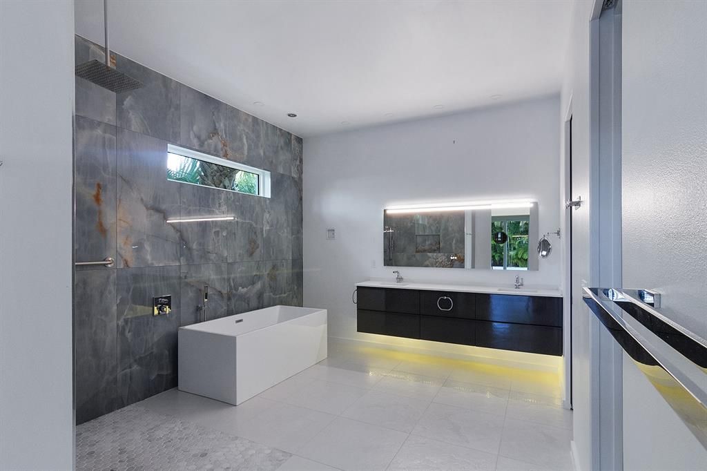 Designer wall tile in master bath