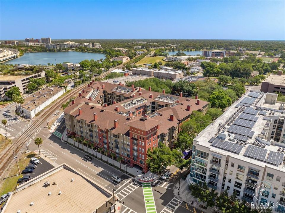 Aerial of Uptown Place into Orlando