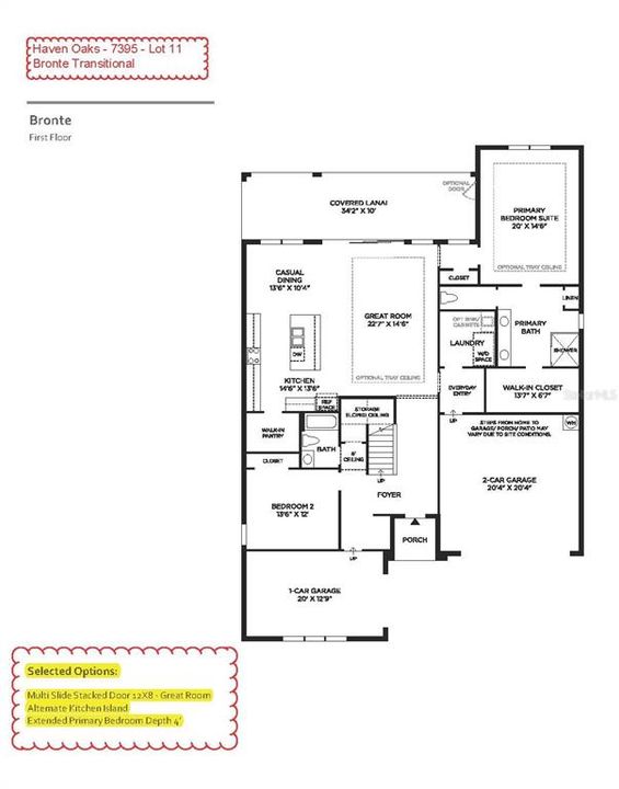 Primary bedroom and guest bedroom on the 1st floor. Separated 3-car garage.