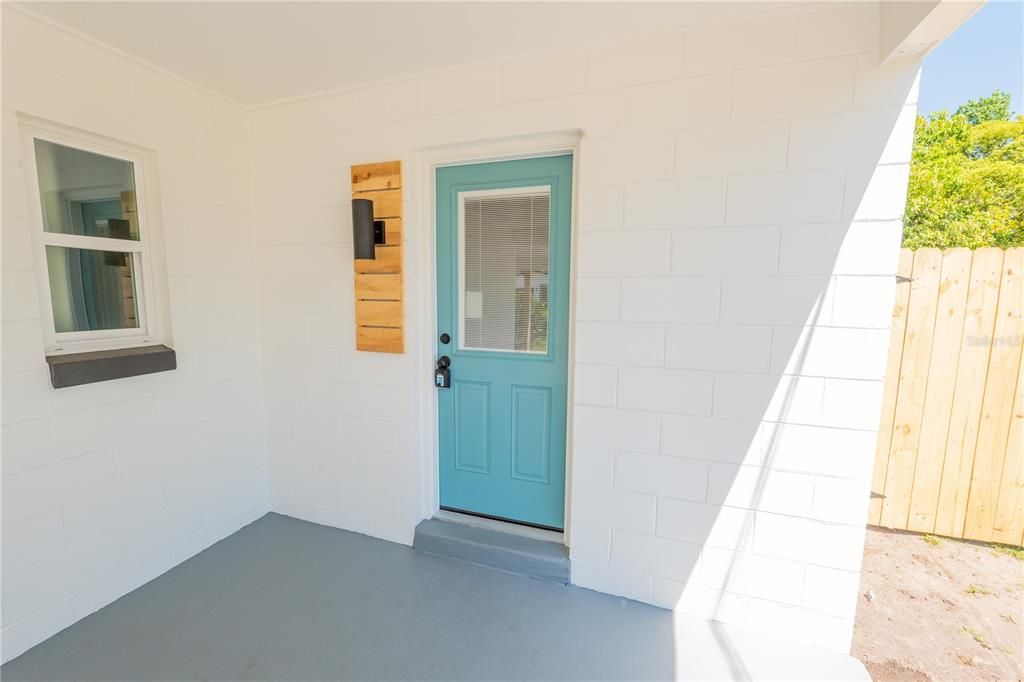 Laundry room entry from carport