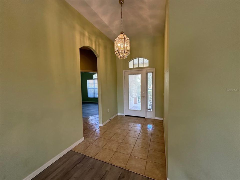 tile Entry Hall - lovely etched glass door