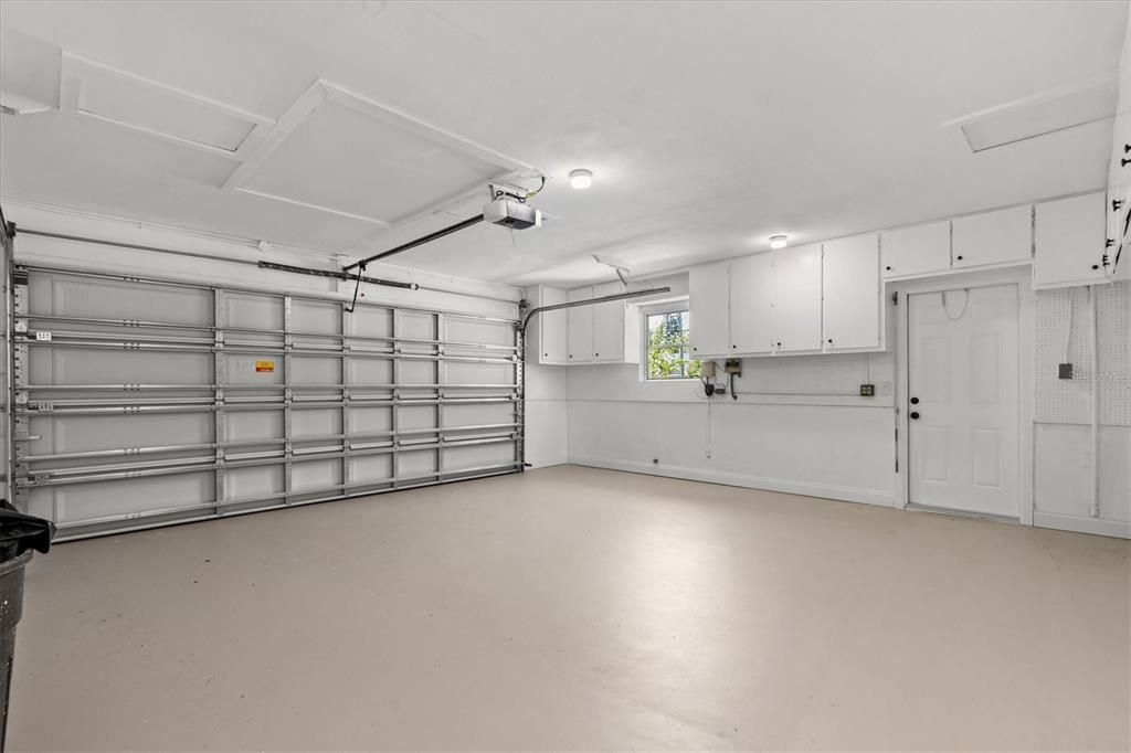 Large clean garage with storage