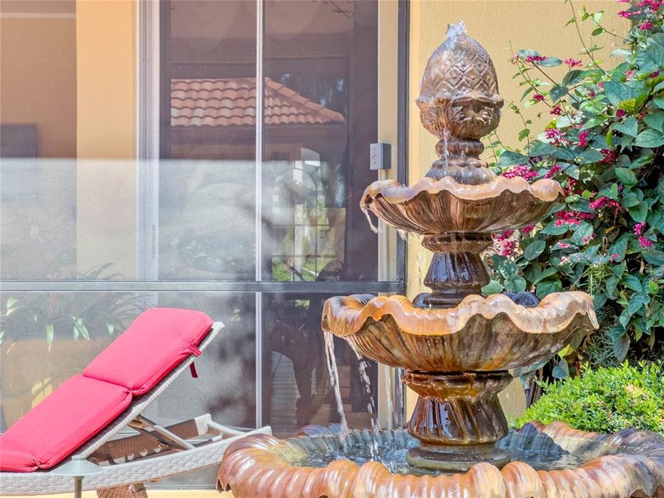 The home features two soothing fountains