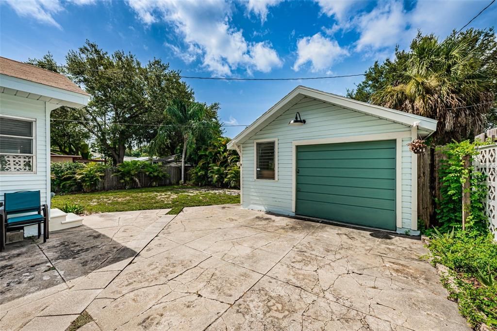 Detached garage perfect for a studio off a large backyard.