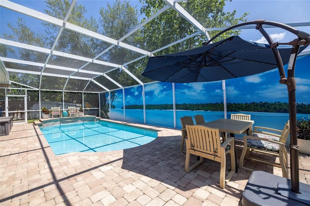 Incredible Pool area with privacy screening and paver deck