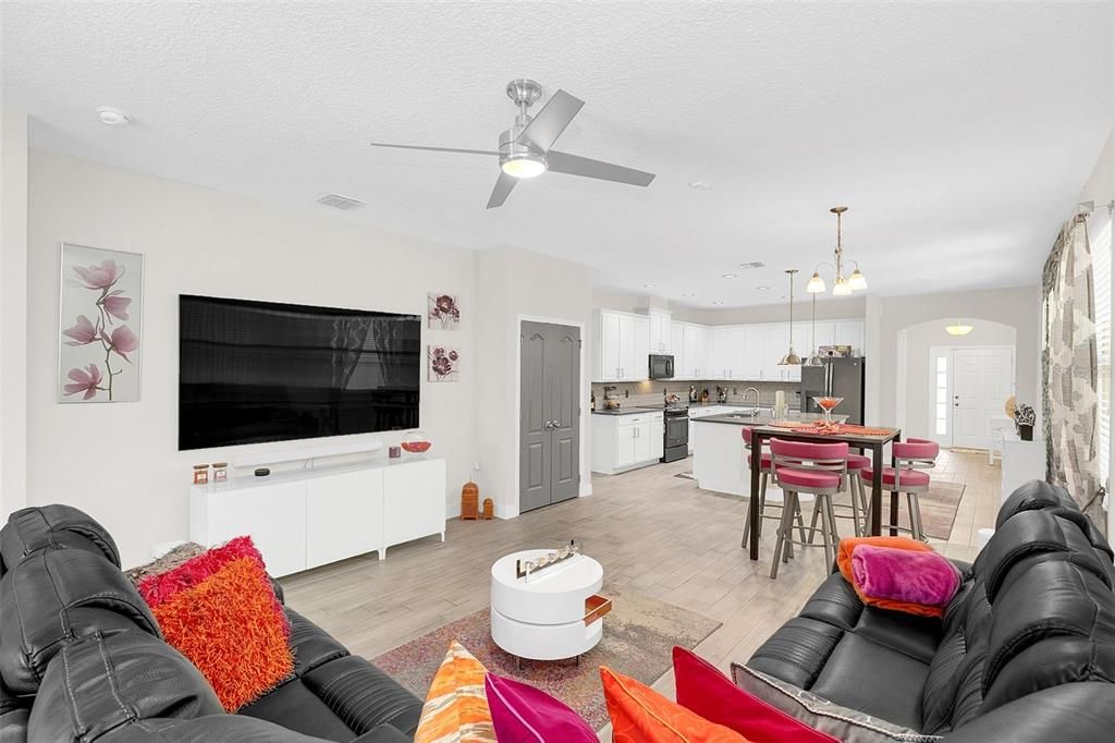 Family Room with hallway to bedrooms