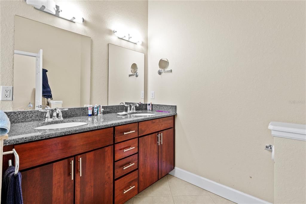 Large primary bath vanity with double sinks