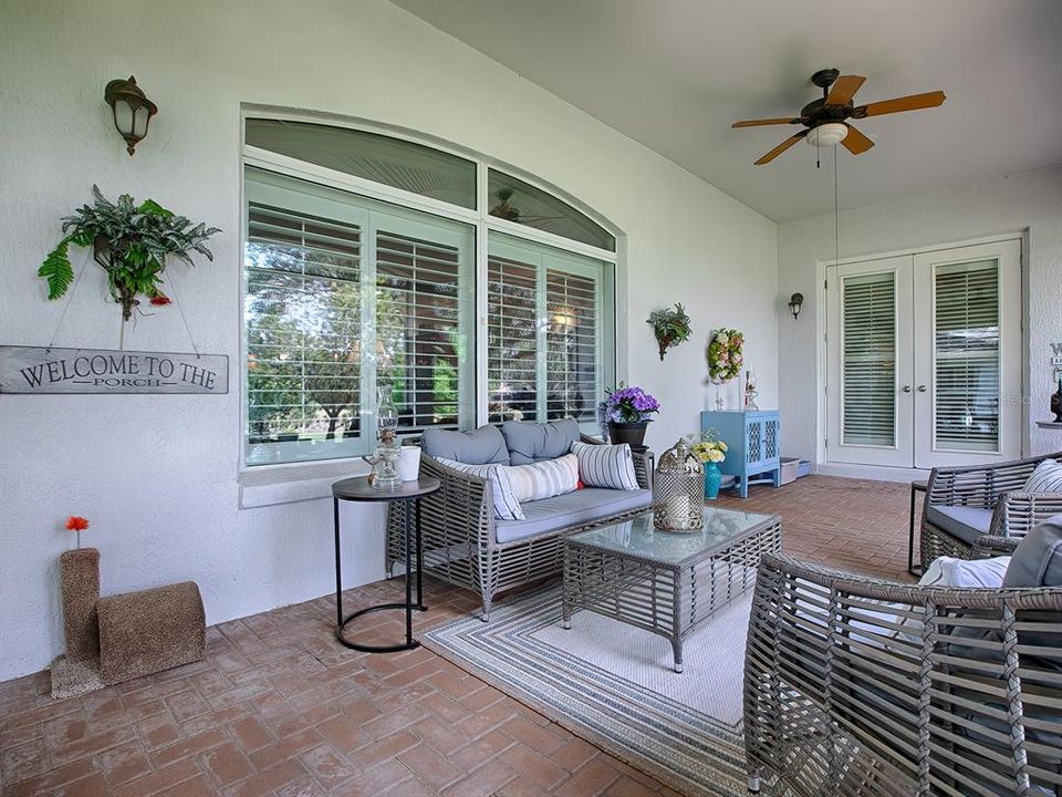 Paver lanai with French doors to master suite