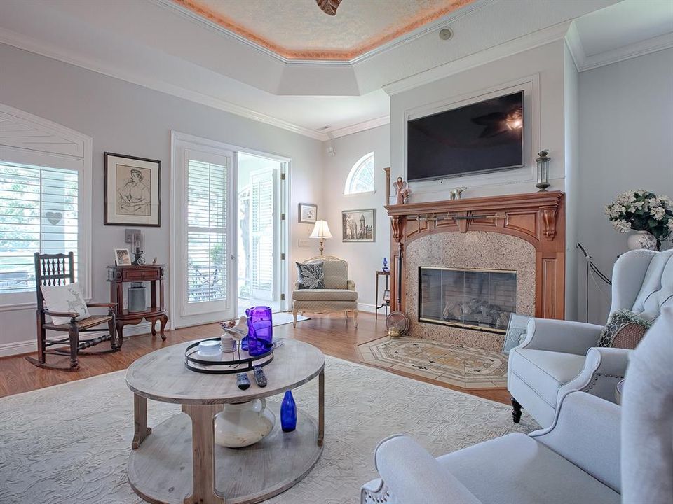 Coffered ceilings just enhances this beautiful great room