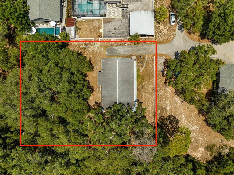 Aerial View (outline shows approximation of property line including addition parcel - lot 15)