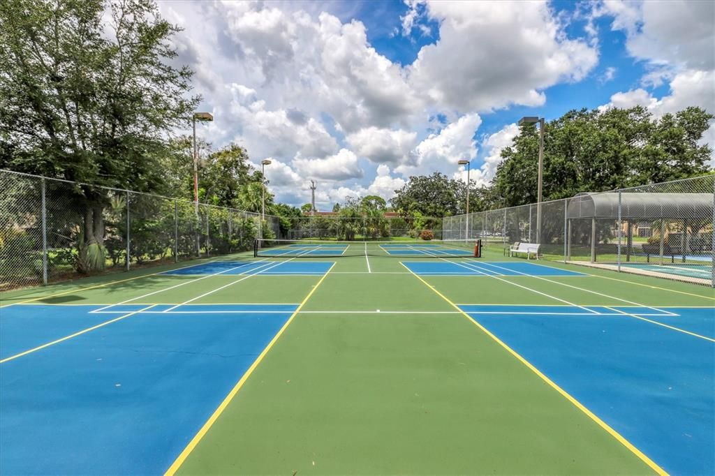 Enjoy daily pickleball and tennis courts on site!