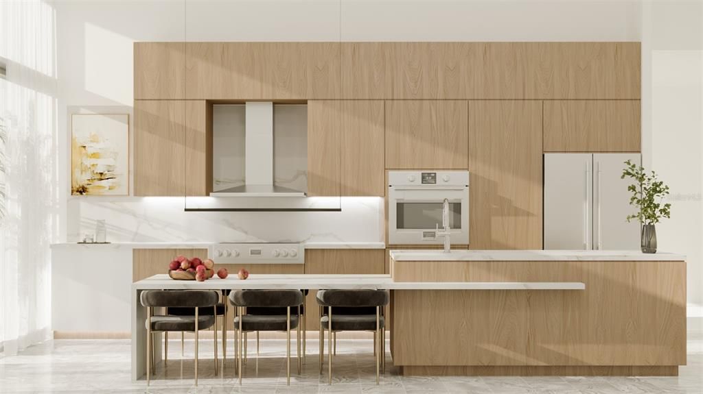 Imported Italian Flat Panel Cabinetry with Italian Fulgor Milano Stainless Steel Appliances