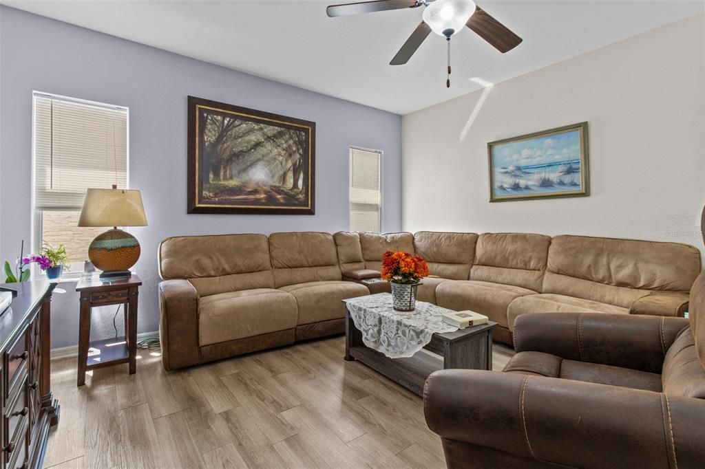 Comfortable family room with plenty of natural light