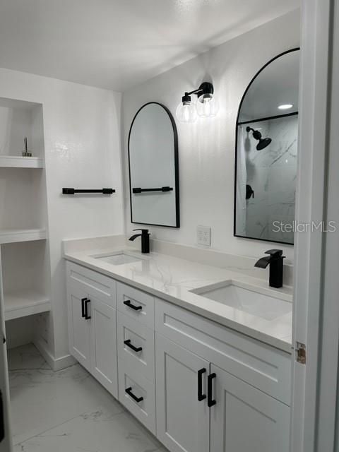 Master bathroom with porcelain tile