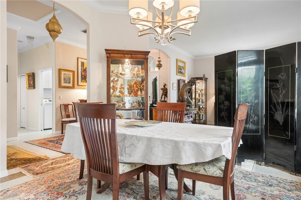 Formal dining room with chandelier