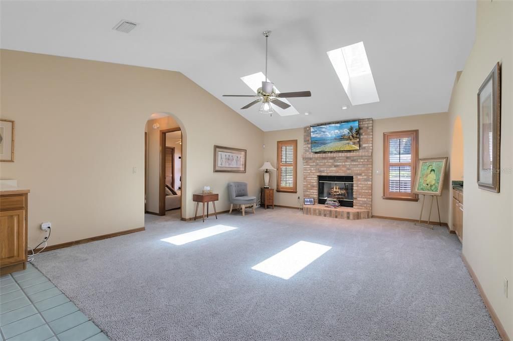 The heart of the home lies in the spacious family room/kitchen combo.