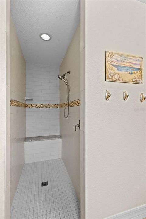 Primary bath shower with bench