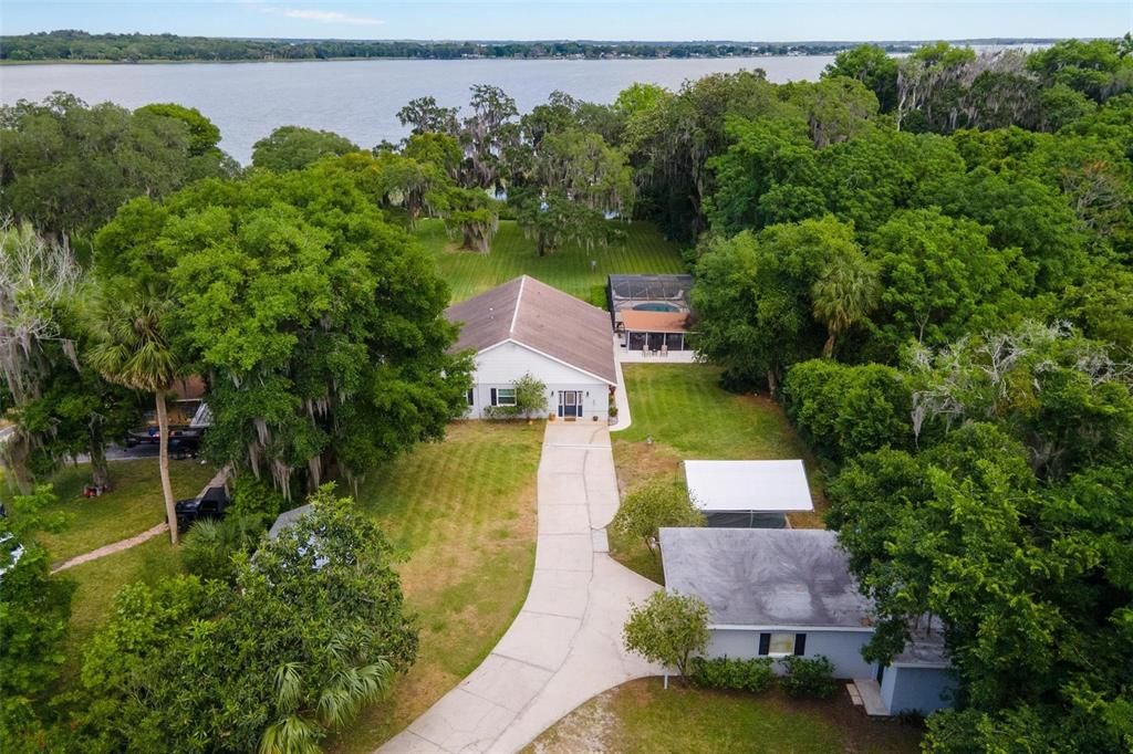 Aerial of Property with Lake Views