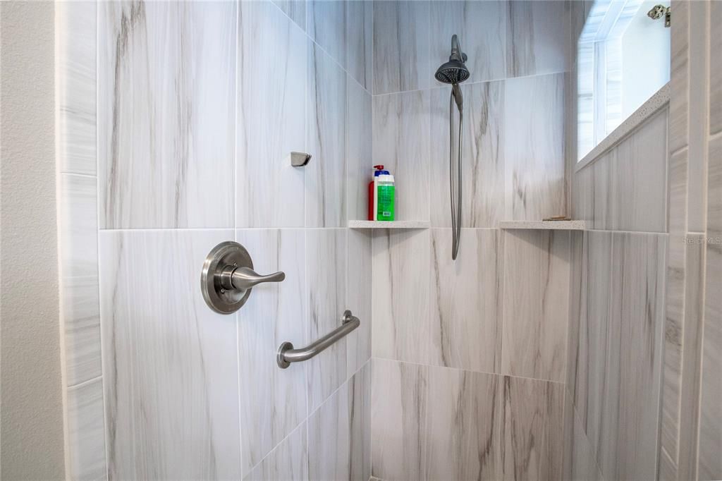 Gorgeous tiled walk-in shower
